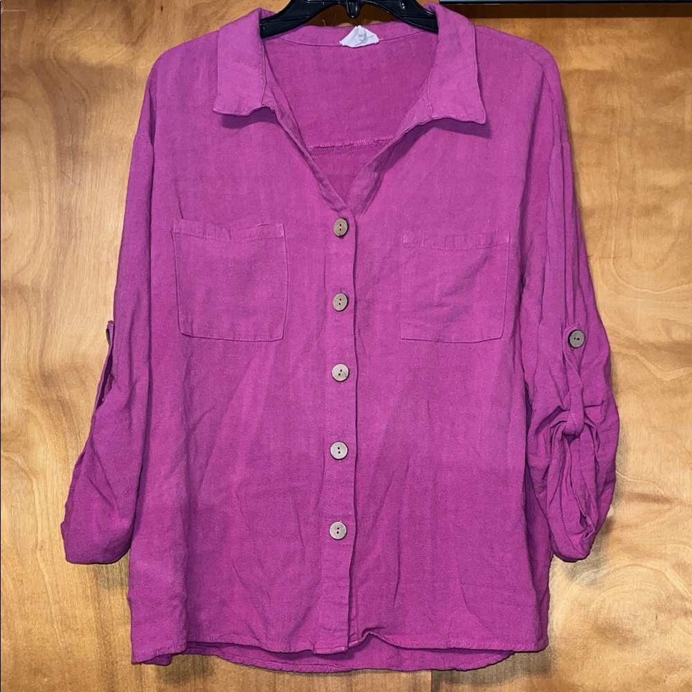 BiBi Women's Pink Button-Up Top